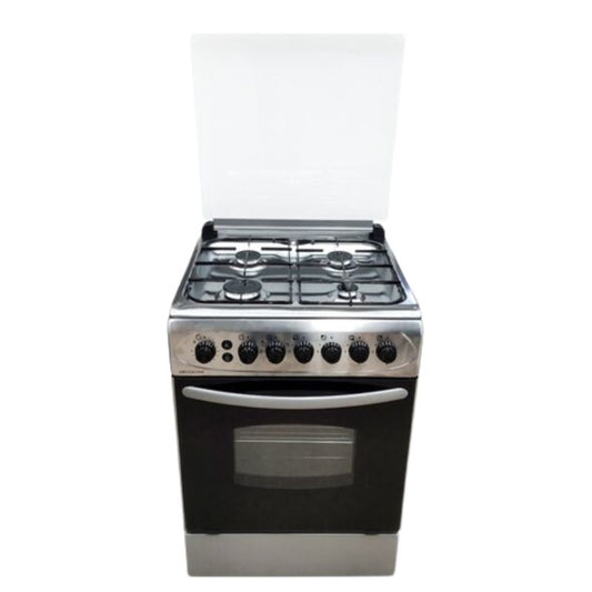 CUISINIERE 4 FEUX MARRON TABLE INOX + TC ARCODYM